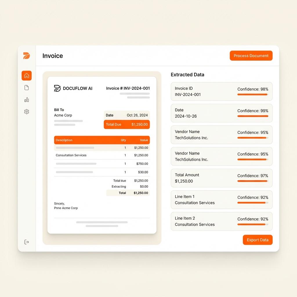 Parsinto dashboard showing document extraction workflow